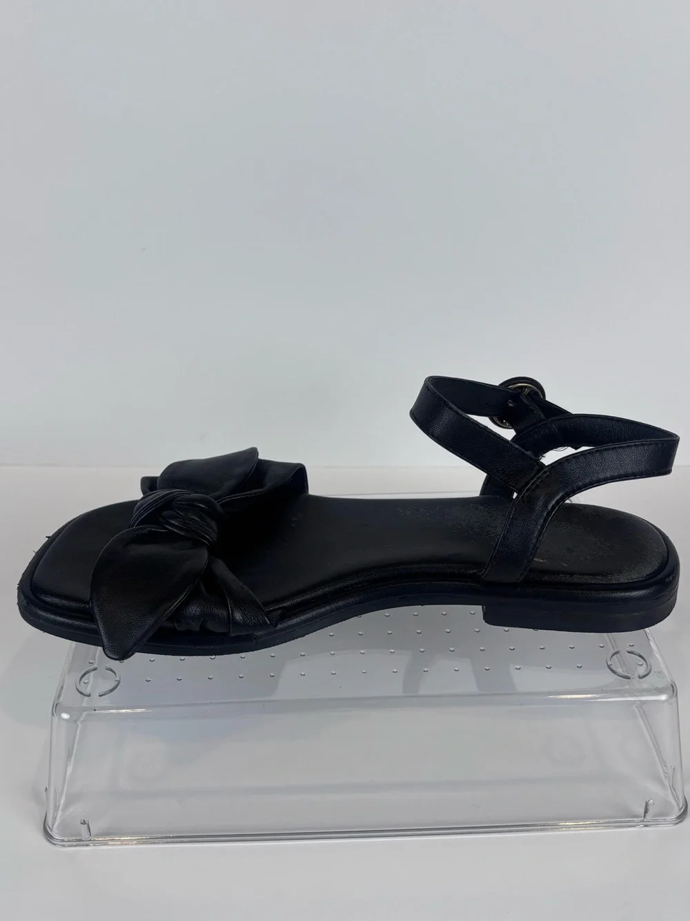 Ted Baker London Halah Black Leather Bow Flat Sandals Sz 6